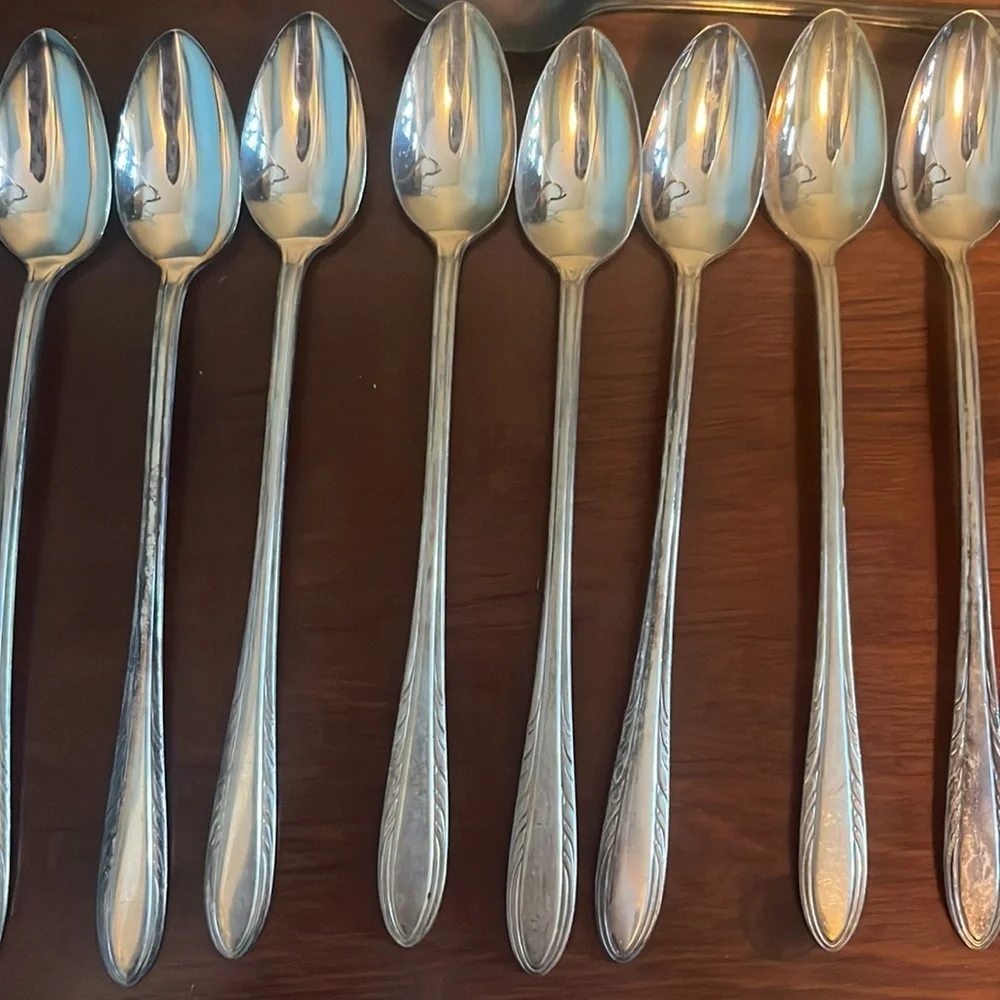Flame (Silverplate, 1938) by National Silver Co Iced Tea Spoons Set of 19 Dining